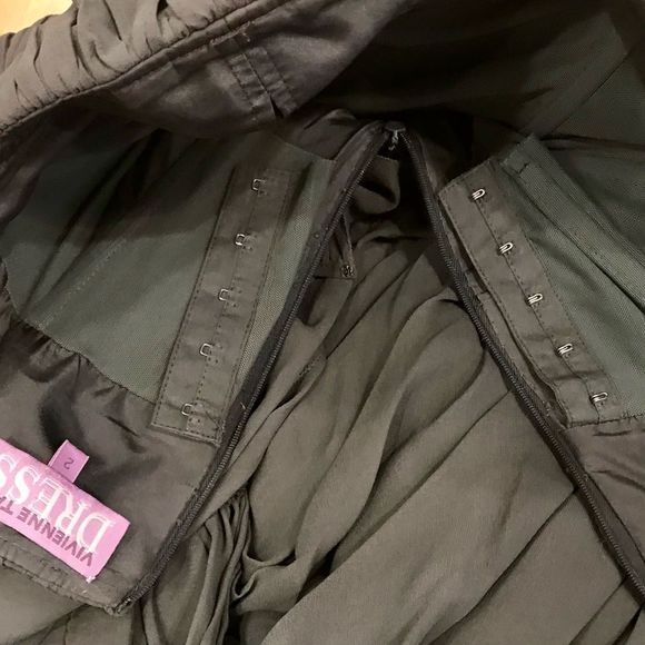 VIVIANNE TAM DRESS SILK GREY GRAY LAYERS FLOWY BABYDOLL SWEETHEART STRAPLESS - Picture 8 of 15